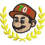 701 Cartoon Boy Embroidery Design with Laurel Wreath