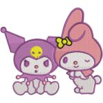 Cute Halloween Bat & Witch Cat Embroidery Design